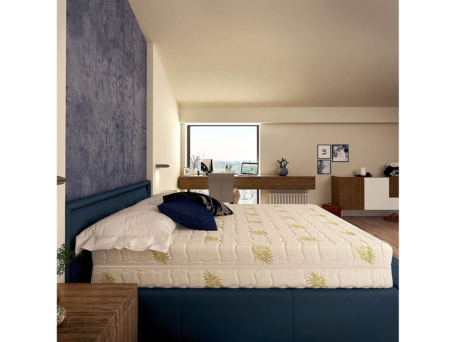 Materasso Memory Dream Super Matrimoniale con Rivestimento in Aloe Vera, Memory 7 cm, misura 140x200 cm