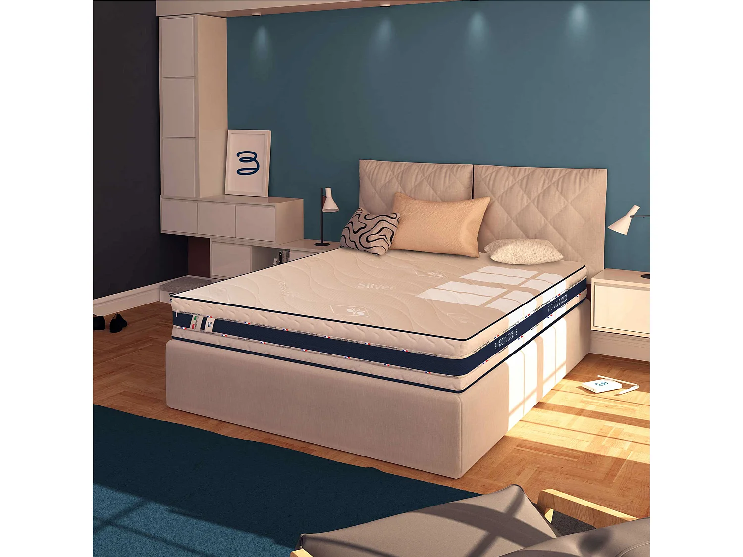 Materasso Memory Alto 22 cm Ortopedico Medio Rigido 100% Made in Italy Antiacaro Fascia 3DAir 4 Maniglie Trionfo Matrimoniale misura 170x200 cm