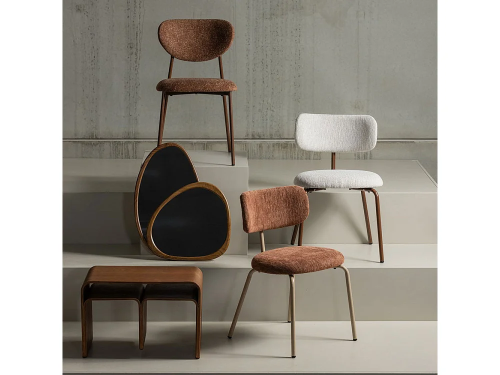 Valor - Lot de 2 chaises en tissu et métal - Marron