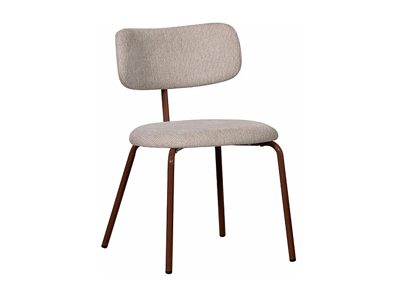 Travis - Lot de 2 chaises en tissu et pieds marron - Beige