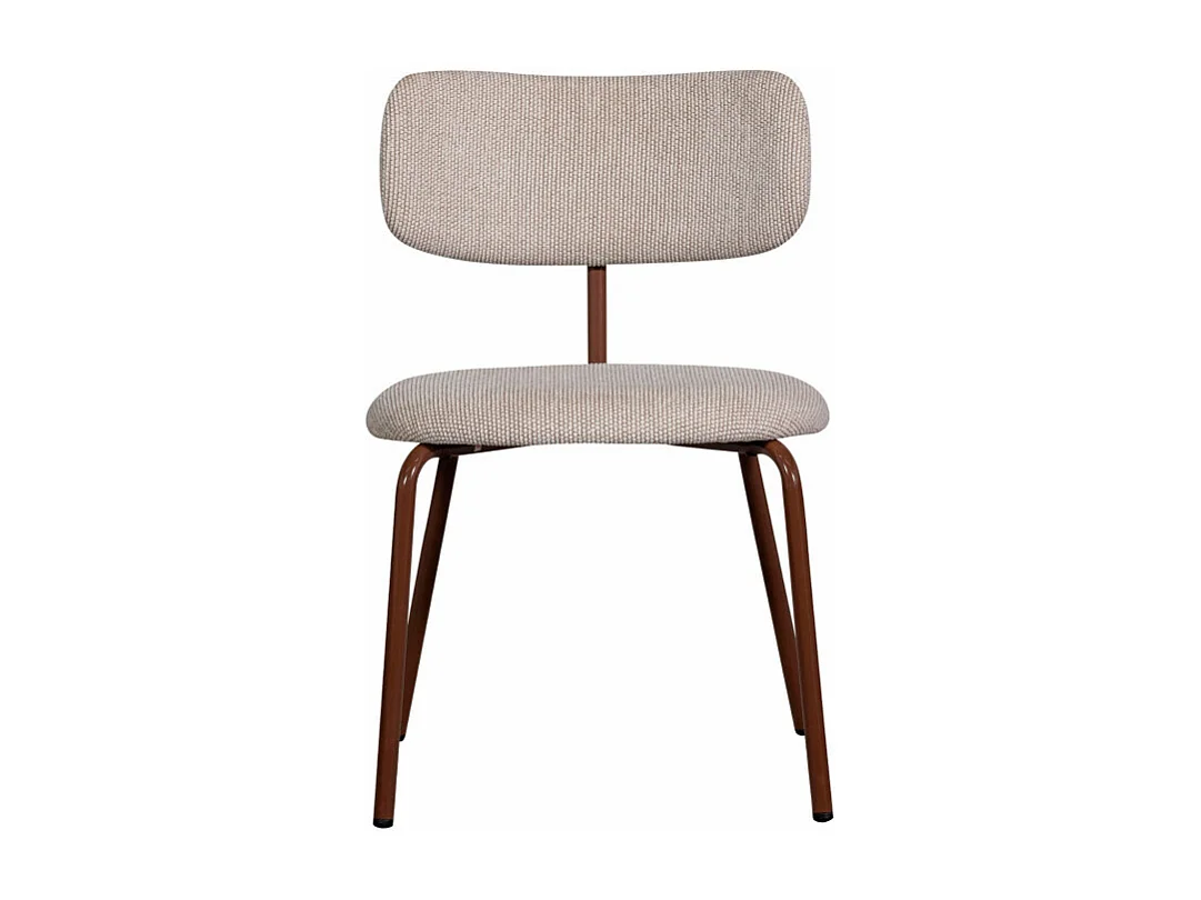 Travis - Lot de 2 chaises en tissu et pieds marron - Beige