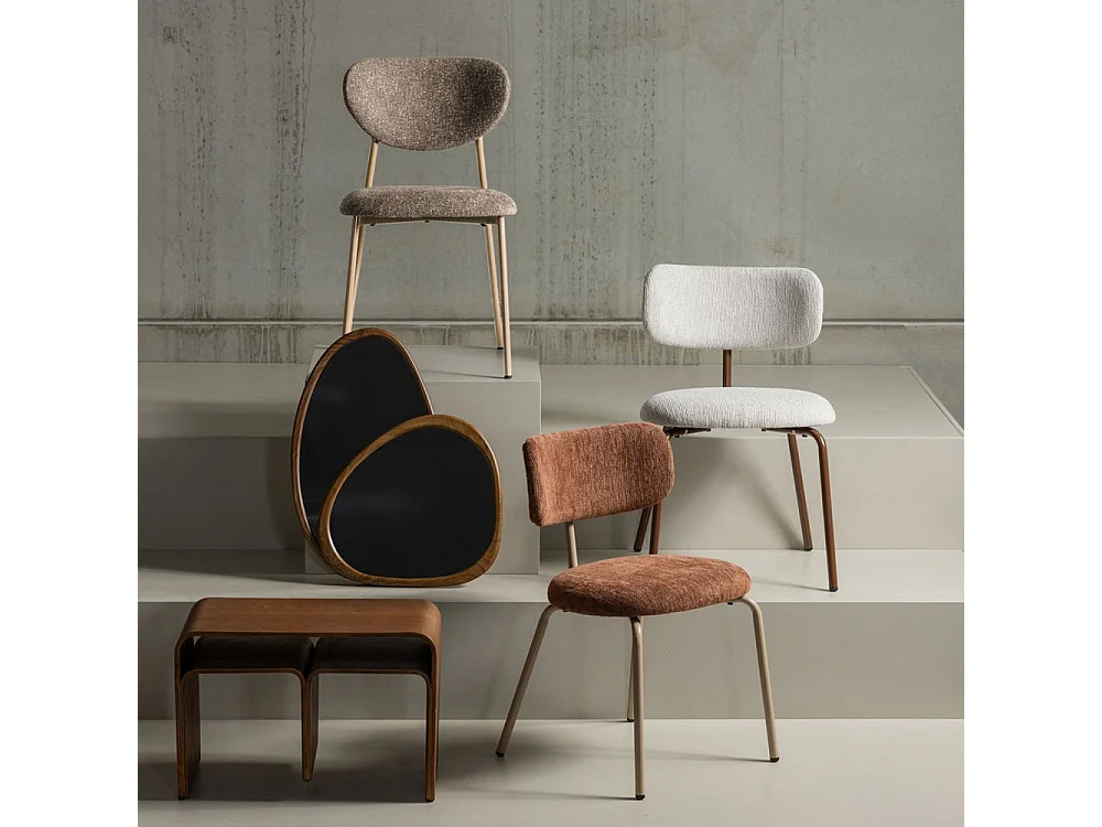 Valor - Lot de 2 chaises en tissu et métal - Taupe