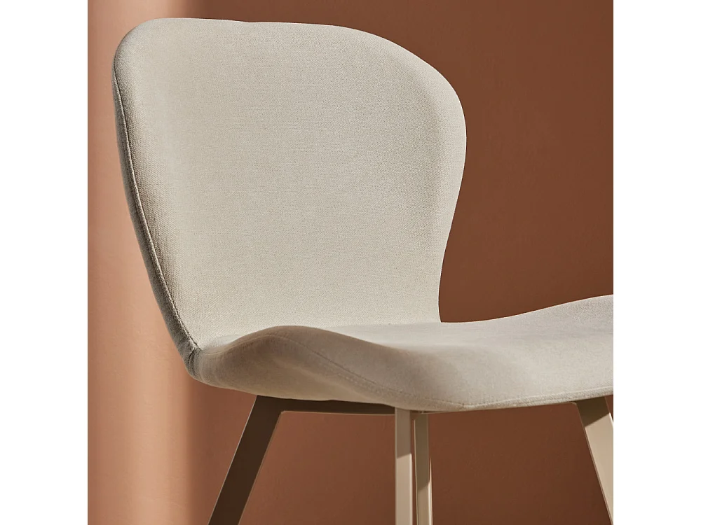 Lilja - Lot de 2 chaises en tissu pieds beiges - Beige