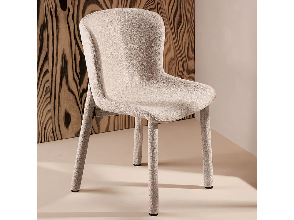 Astoria - Lot de 2 chaises en tissu bouclette - Beige