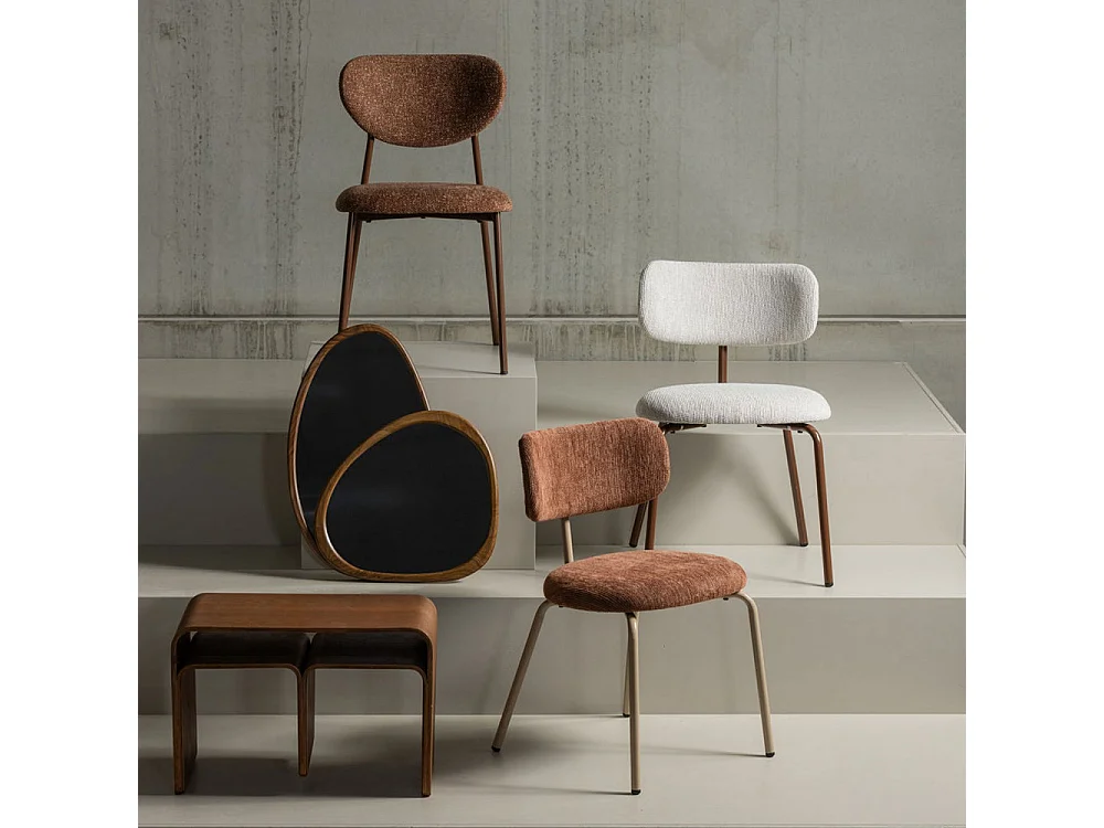 Travis - Lot de 2 chaises en tissu et métal - Marron