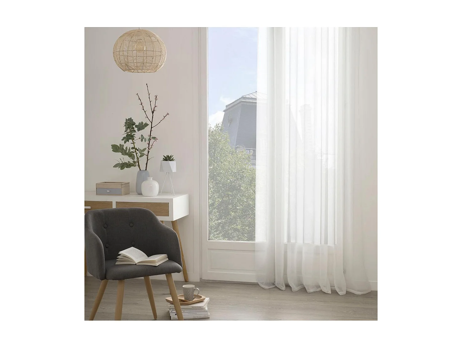 Voilage à œillets Blanc 140 x 240 cm