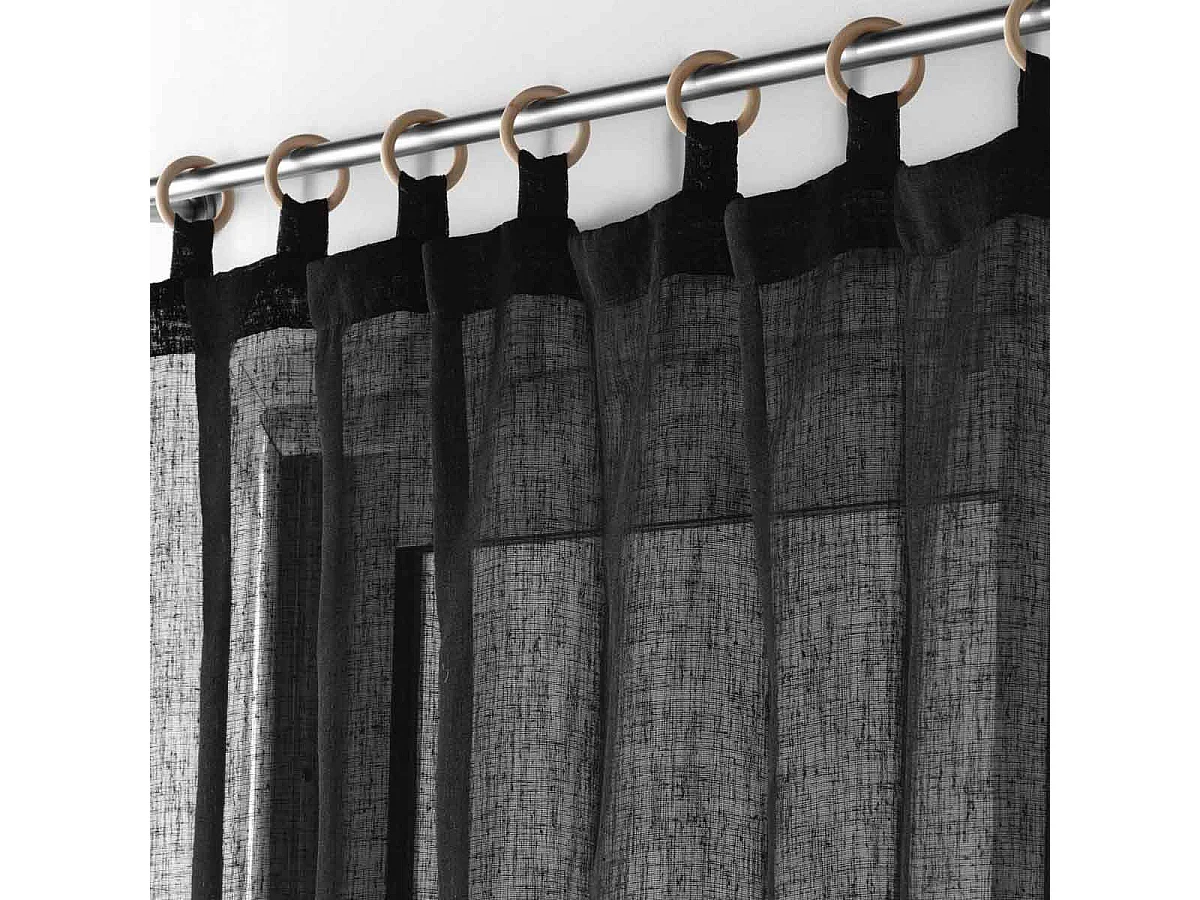 Rideau Voilage à Œillets "Minalisa" 140x240cm Noir