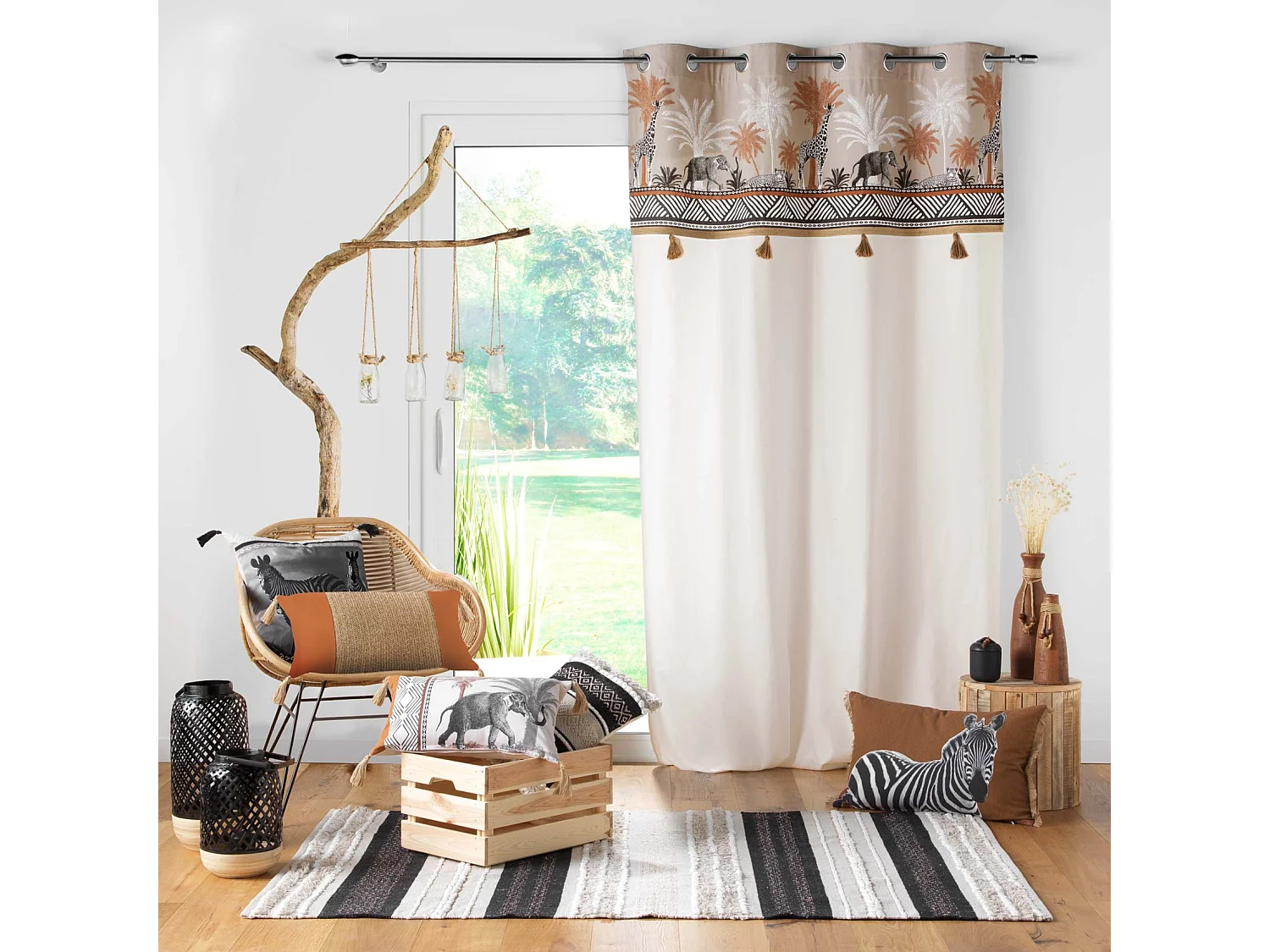 Rideau à Œillets "Kenya Lodge" 140x240cm Taupe