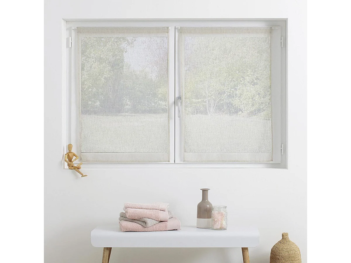 Par de visillos cortos efecto lino