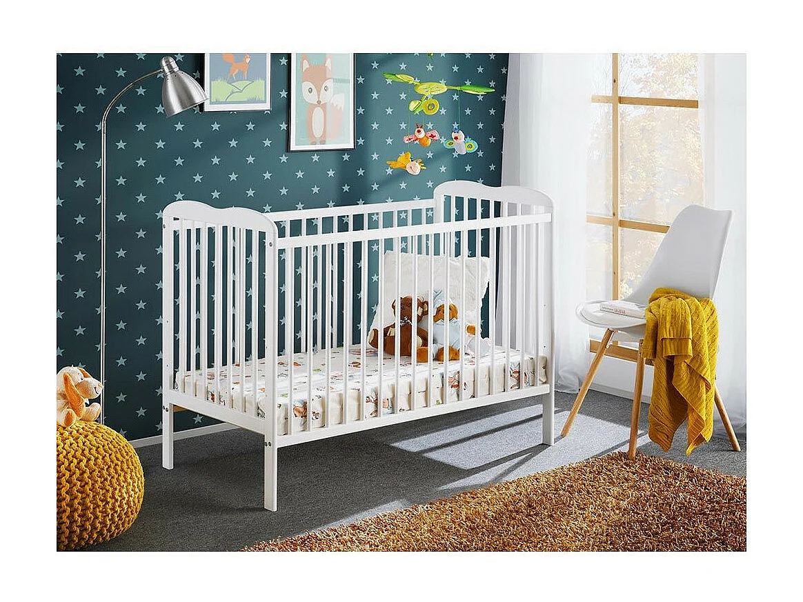 Lit Bébé "Ala" 60x120cm Blanc Mat