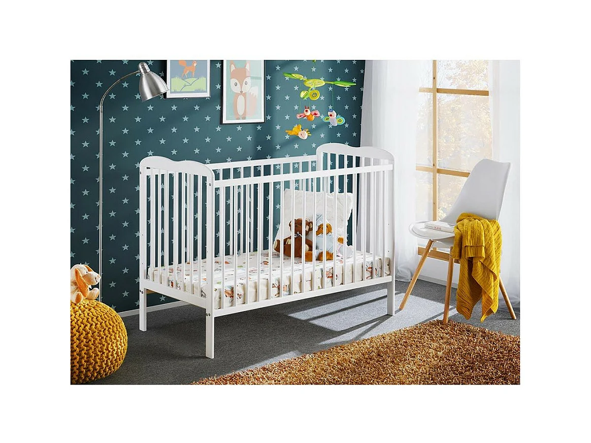 Lit Bébé "Ala" 60x120cm Blanc Mat