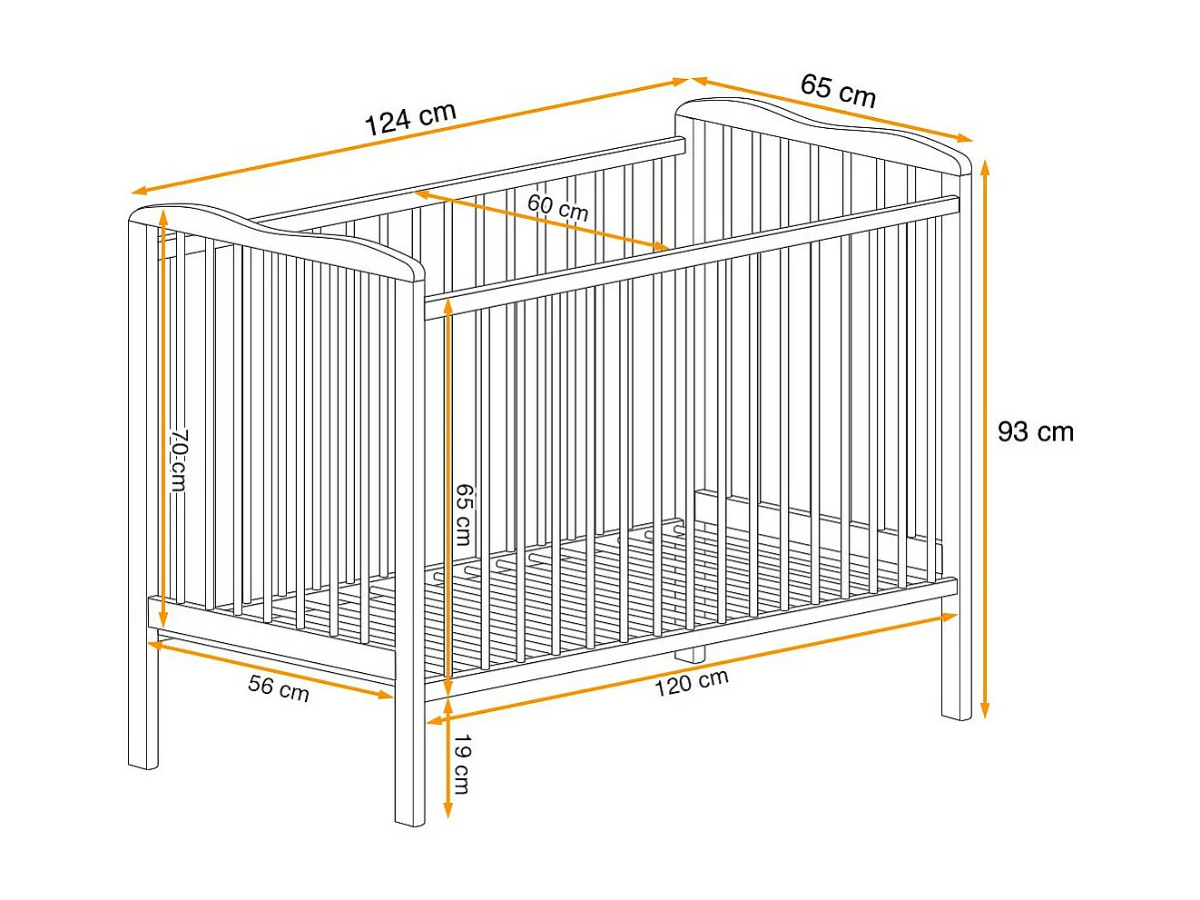Łóżeczko dziecięce ALA II 120x60 biały mat