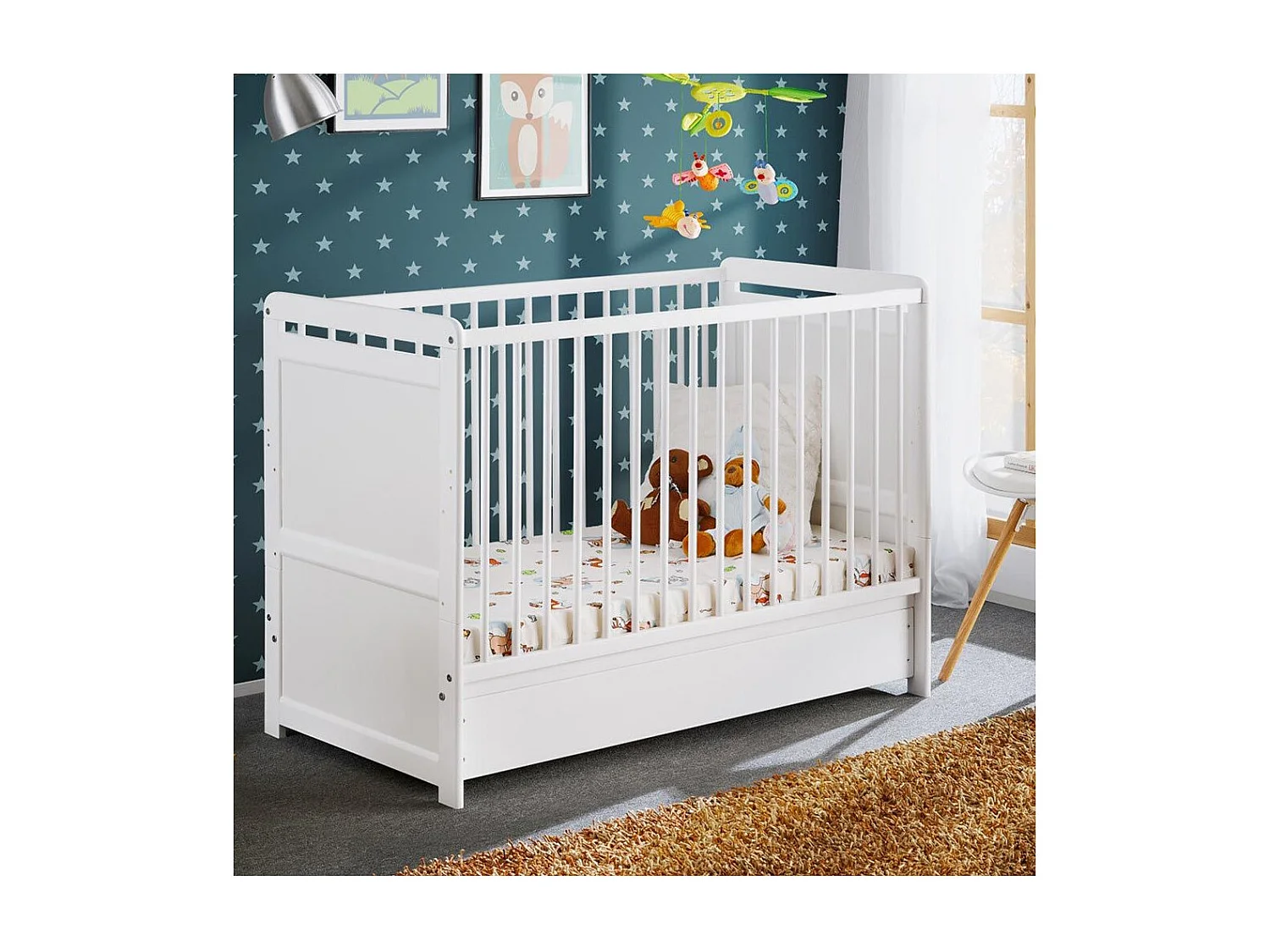 Łóżeczko dziecięce TYMEK PLUS 120x60 biały mat