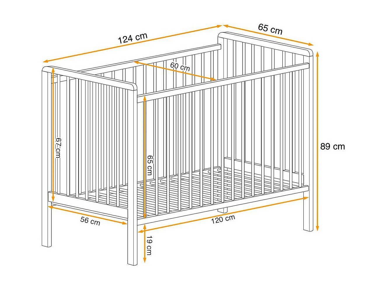 Lit Bébé "Cypi" 60x120cm Blanc