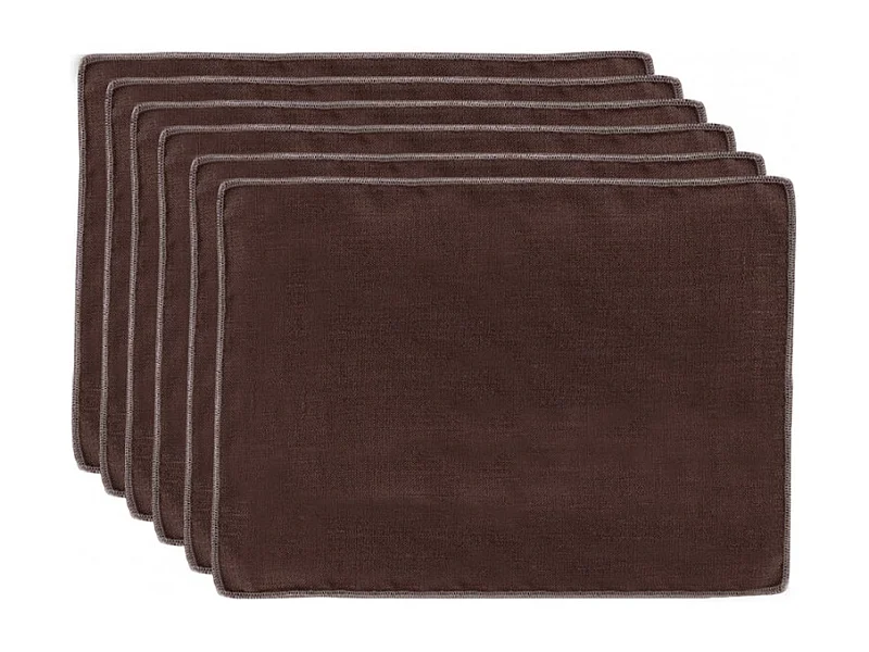 Lot de 6 sets de table, lin et coton brun 36 x 48 cm - CONSTELLA 9048