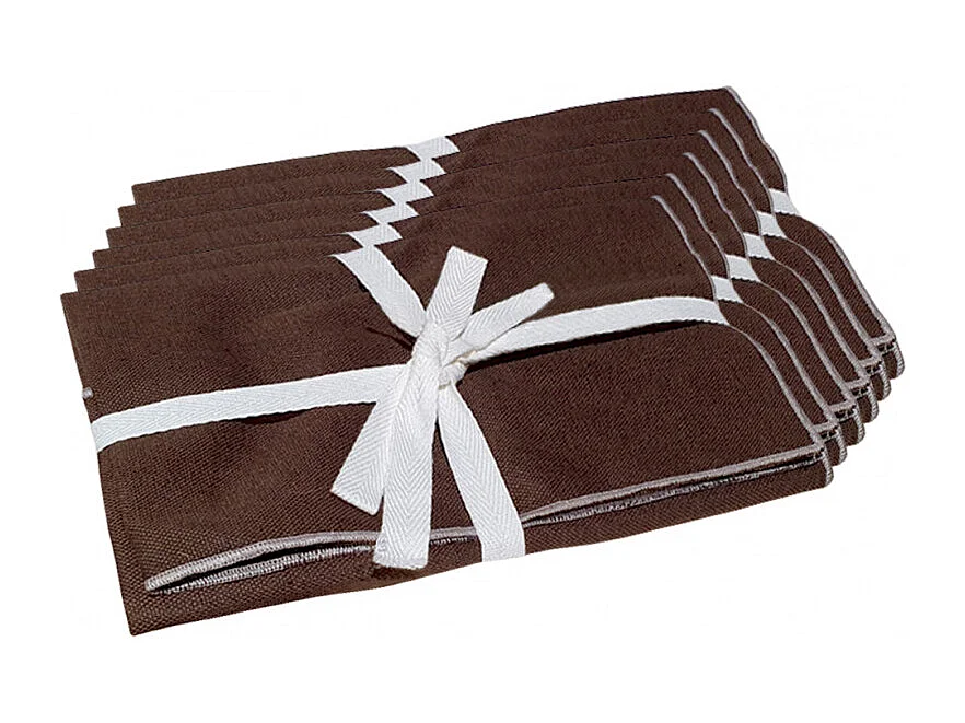 Lot de 6 sets de table, lin et coton brun 36 x 48 cm - CONSTELLA 9048