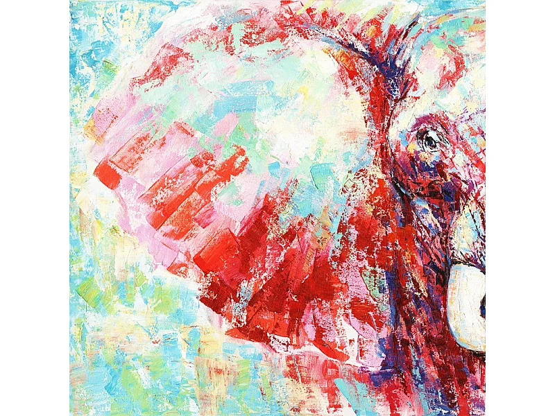 Diptyque tableaux peinture éléphant 80 x 80 cm coloré - SAUVAGE