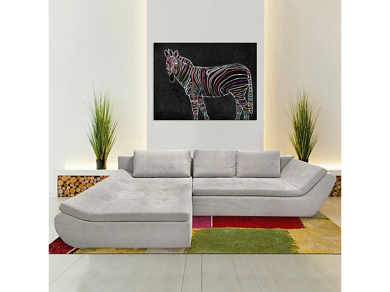 Tableau peinture zèbre noir lignes colorées 120 x 90 cm - ZEBRA NEON