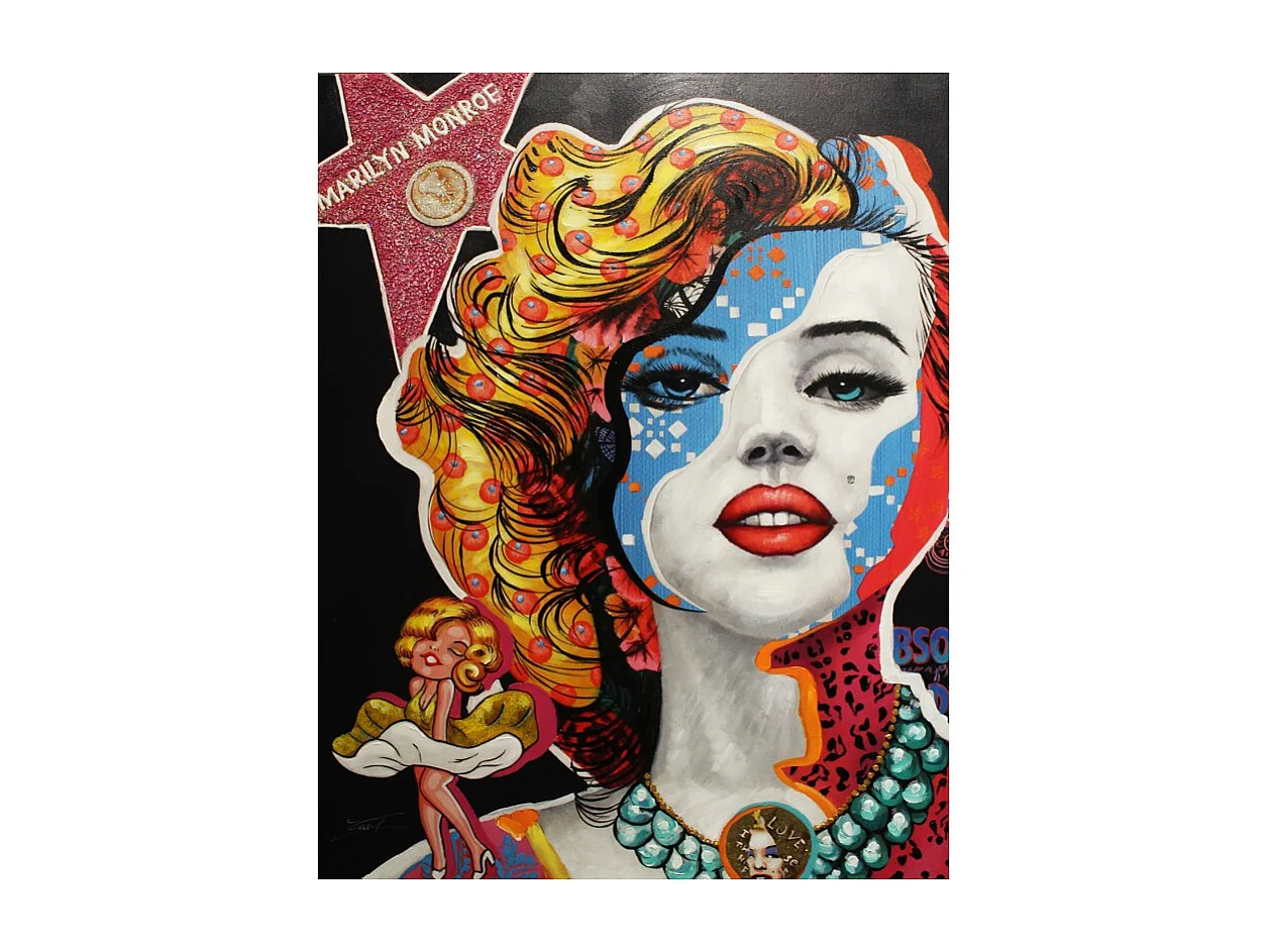 Tableau pop art Monroe peinture moderne 120x90 cm - MARILYN