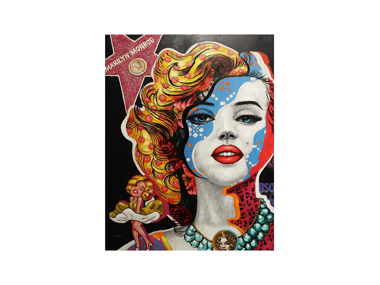 Tableau pop art Monroe peinture moderne 120x90 cm - MARILYN