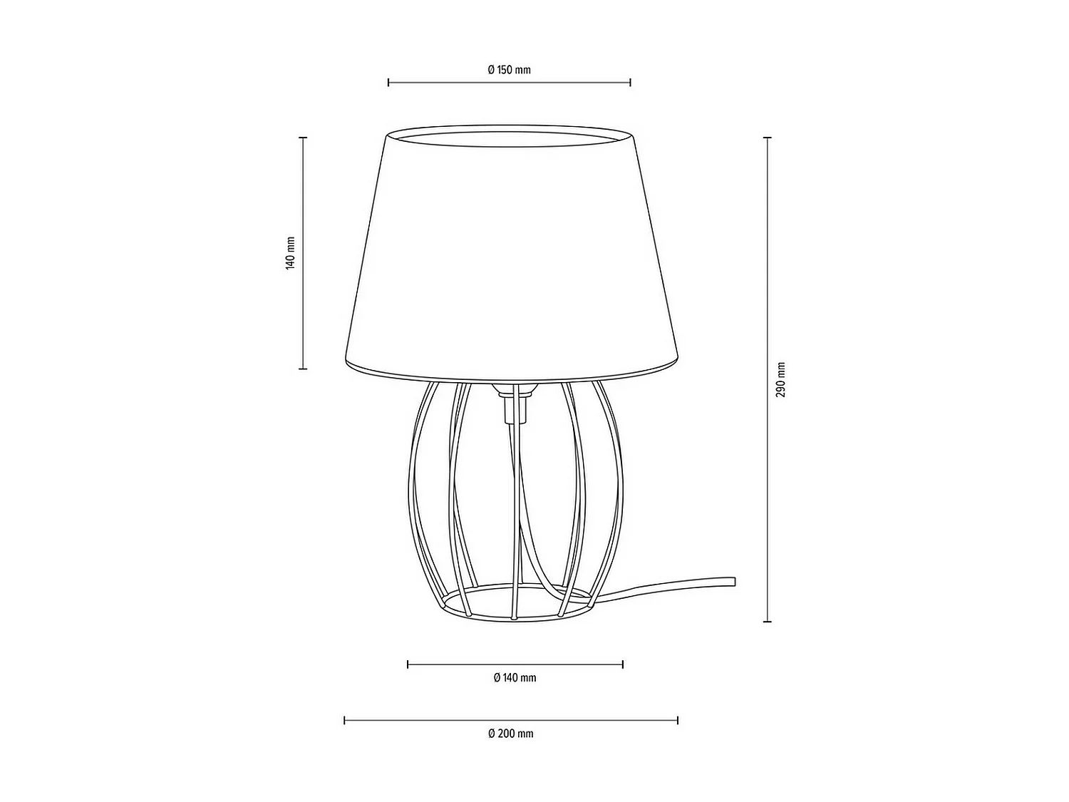Lampe à Poser Bullaque, Noir, 20x20x29 cm, EPIKASA