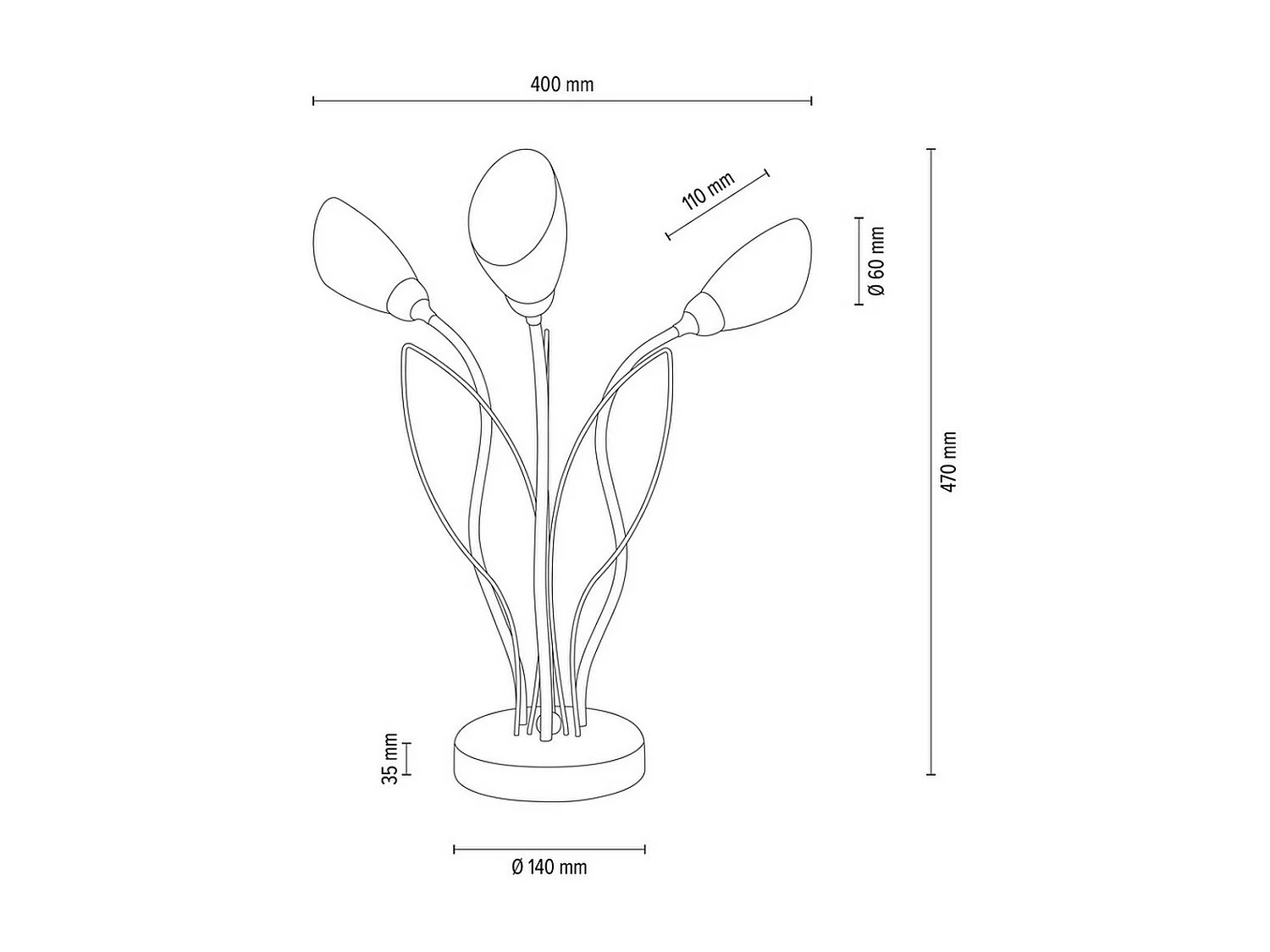 Tafellamp Lys, Zwart, 40x40x47 cm, EPIKASA