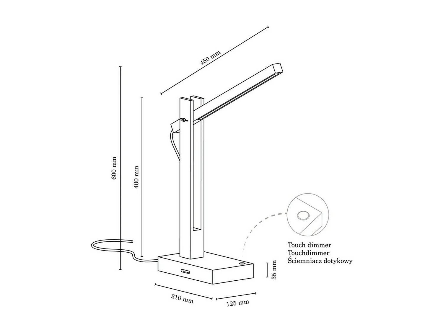 Lampada da Tavolo Ardila, Marrone, 45x12,5x60 cm, EPIKASA