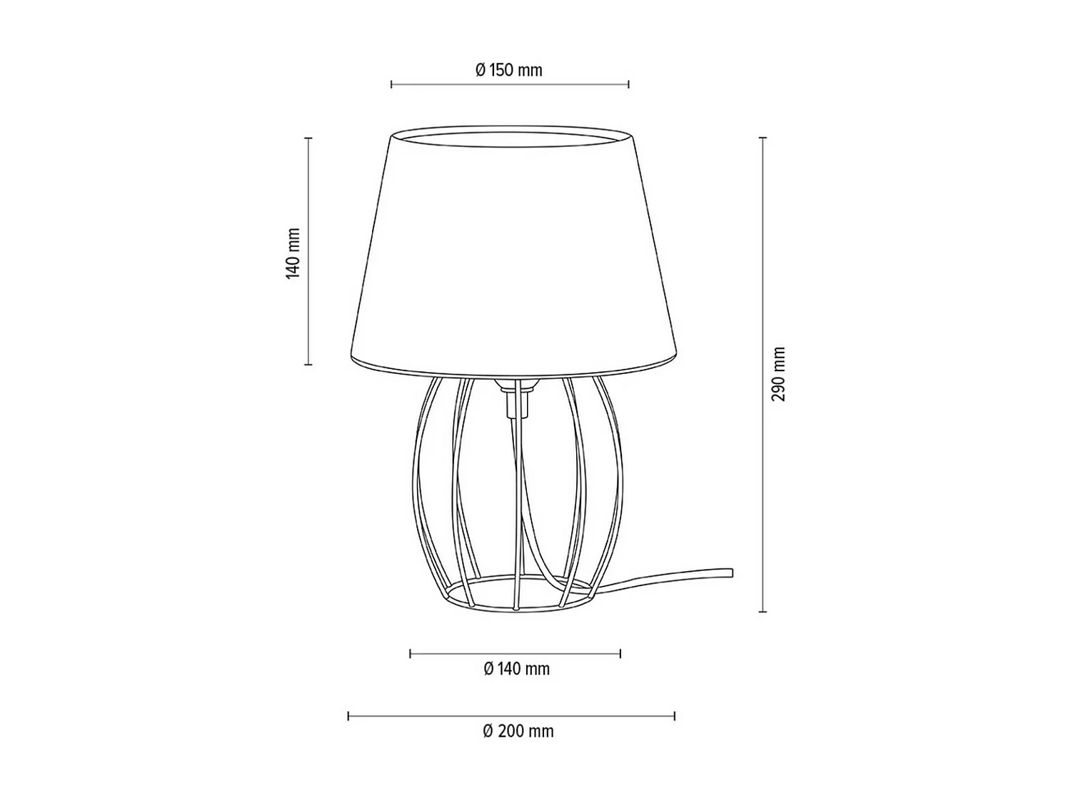 Lampe à Poser Bullaque, Noir, 20x20x29 cm, EPIKASA