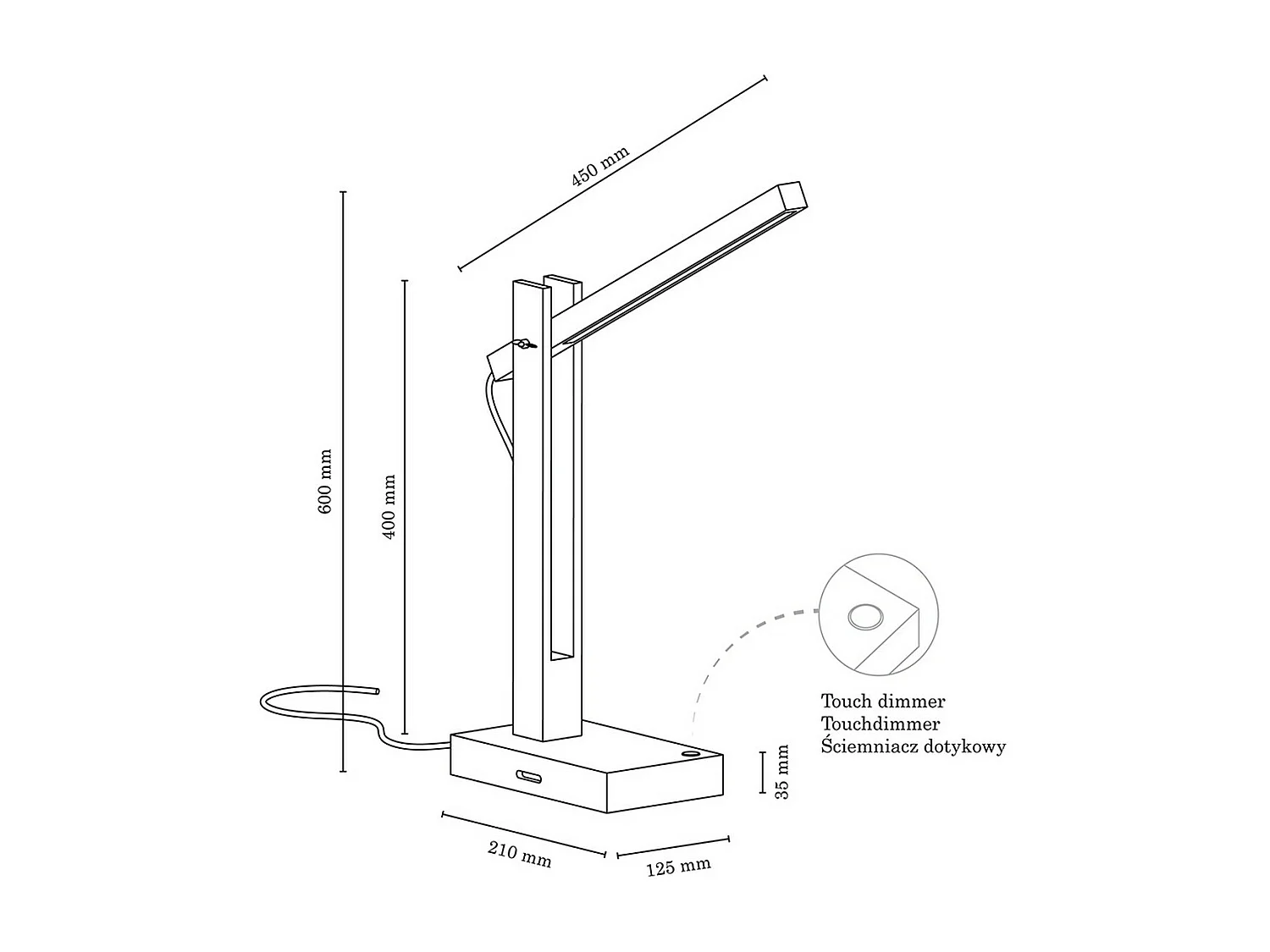 Lampa Stołowa Ardila, Brązowy, 45x12,5x60 cm, EPIKASA