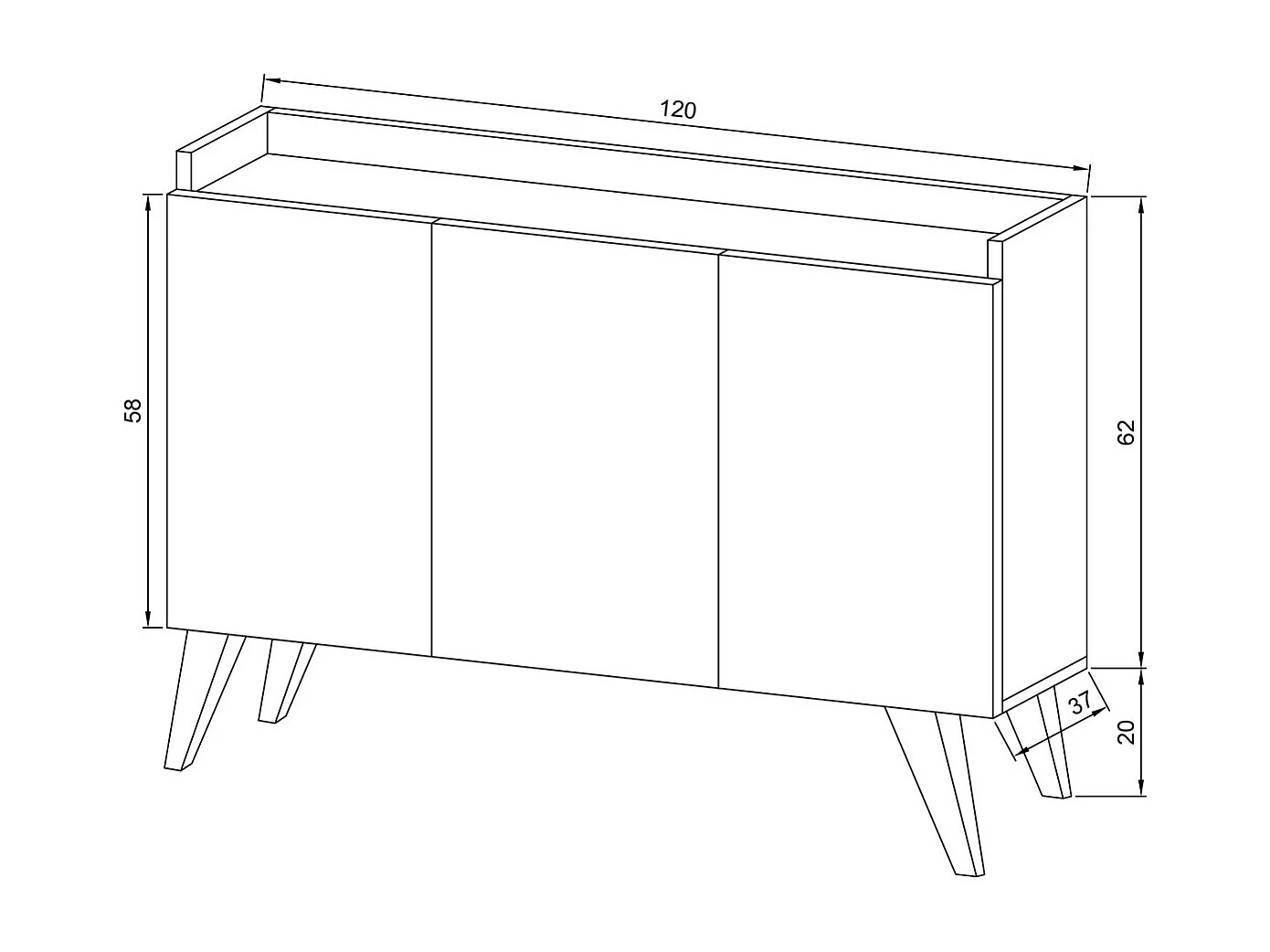 Kredens Ariane, Biały, 120x37x82 cm, EPIKASA