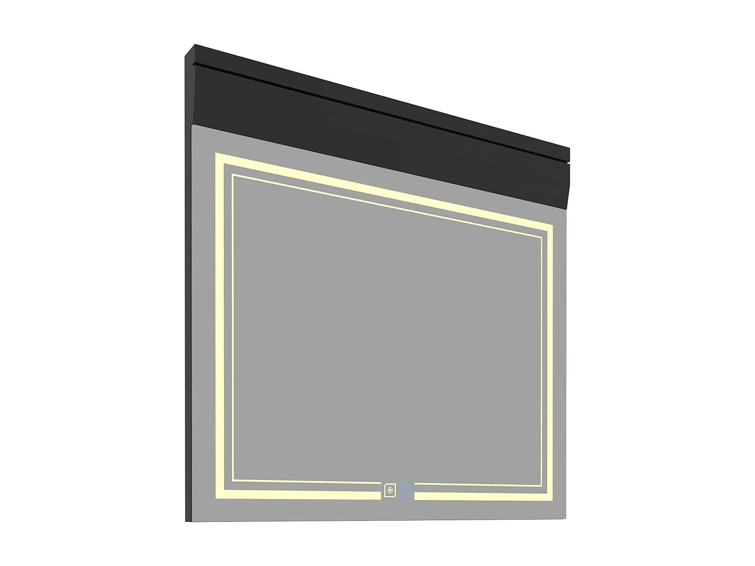 Miroir avec Lumière LED Mia, Noir, 80x80x5 cm, EPIKASA