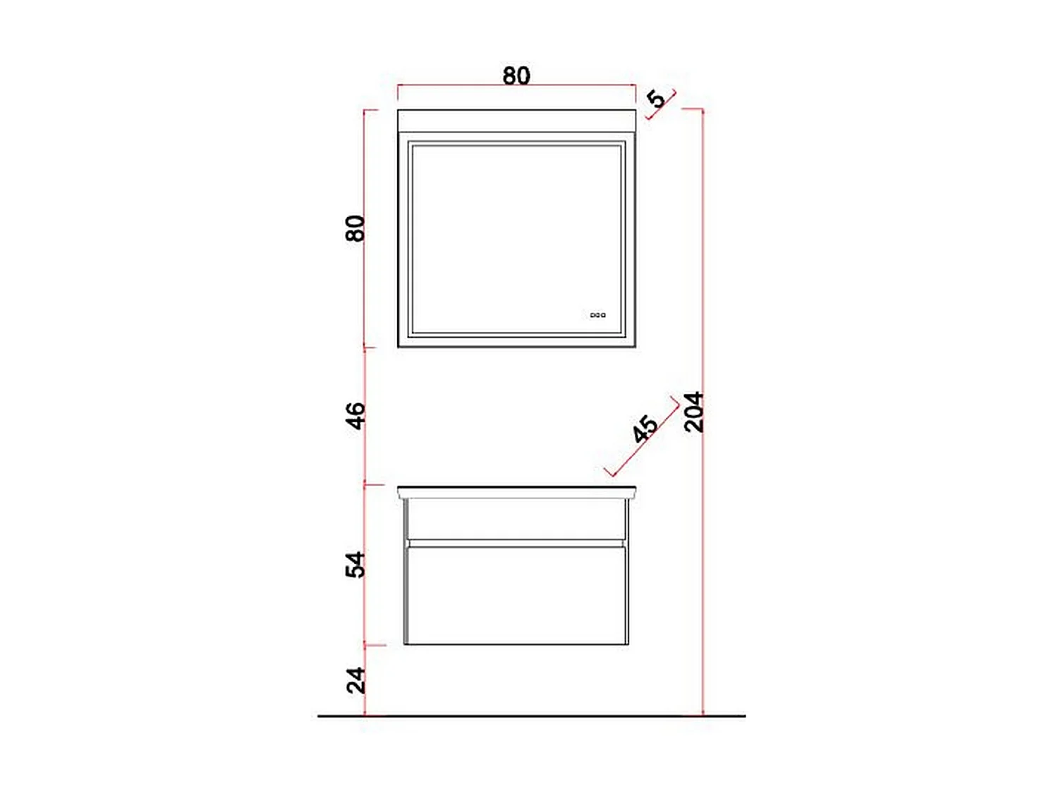 Espelho com Luz LED Premiere, Cinzento, 80x80x8 cm, EPIKASA