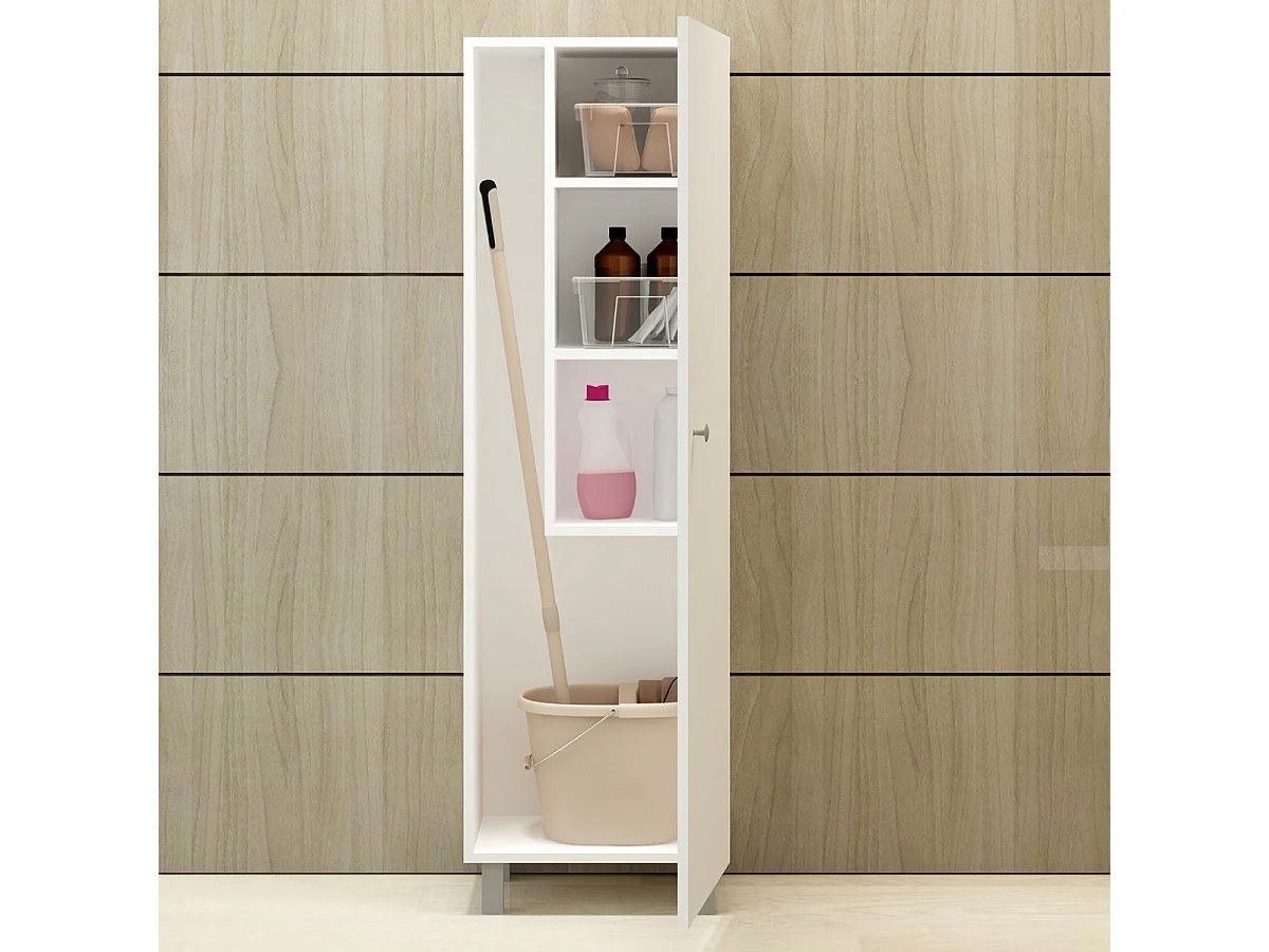 Meuble de Salle de Bain sur Pied Pari, Blanc, 50x35x165 cm, EPIKASA