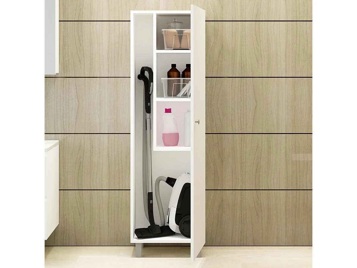 Meuble de Salle de Bain sur Pied Pari, Blanc, 50x35x165 cm, EPIKASA