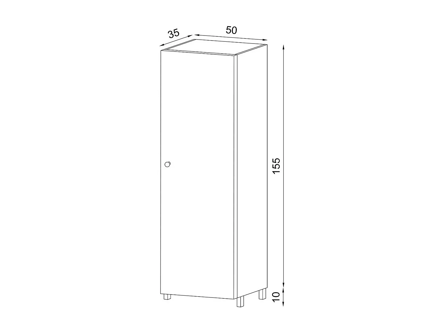 Meuble de Salle de Bain sur Pied Pari, Blanc, 50x35x165 cm, EPIKASA