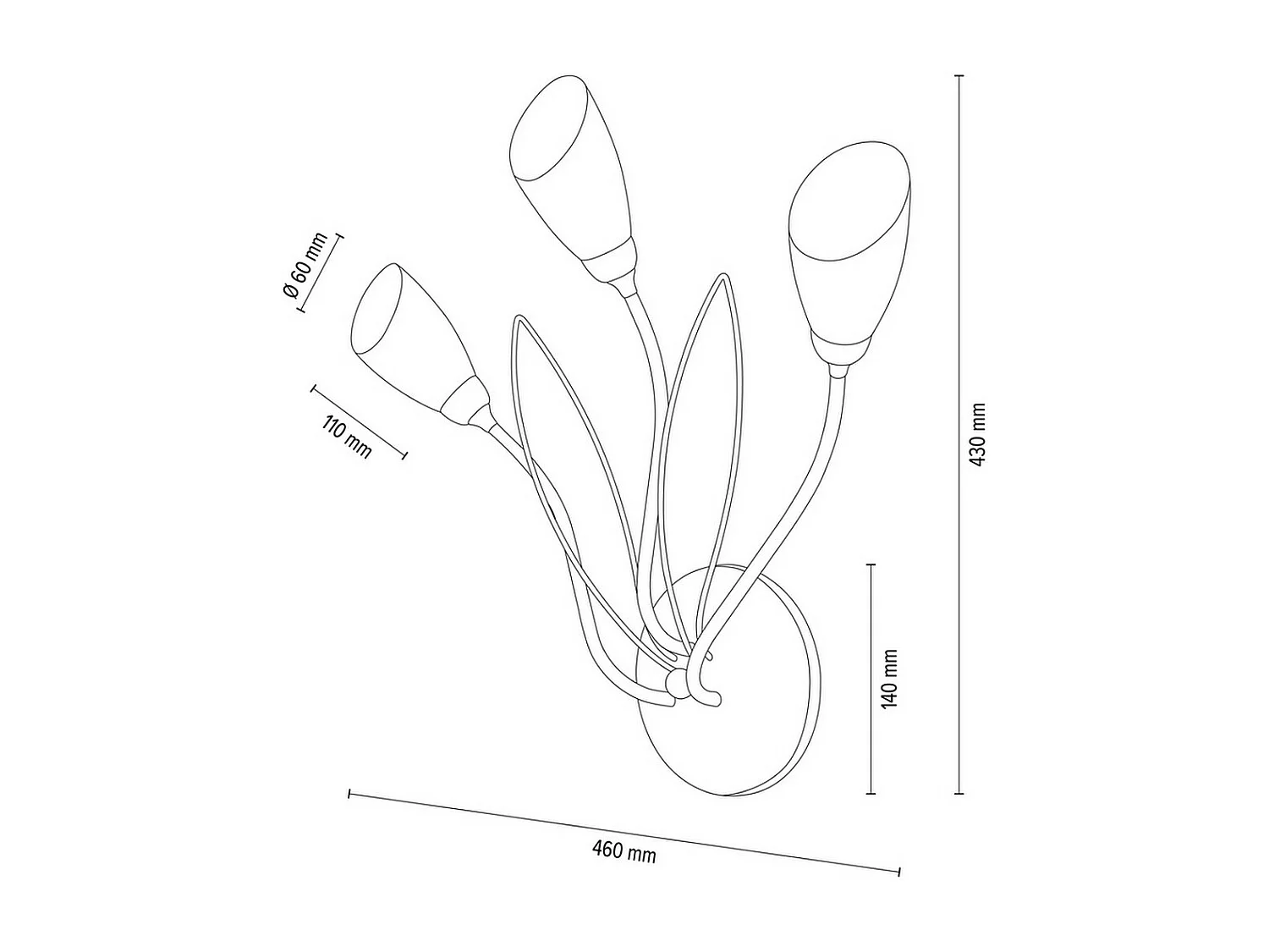 Wandlamp Lys, Zwart, 15x46x43 cm, EPIKASA