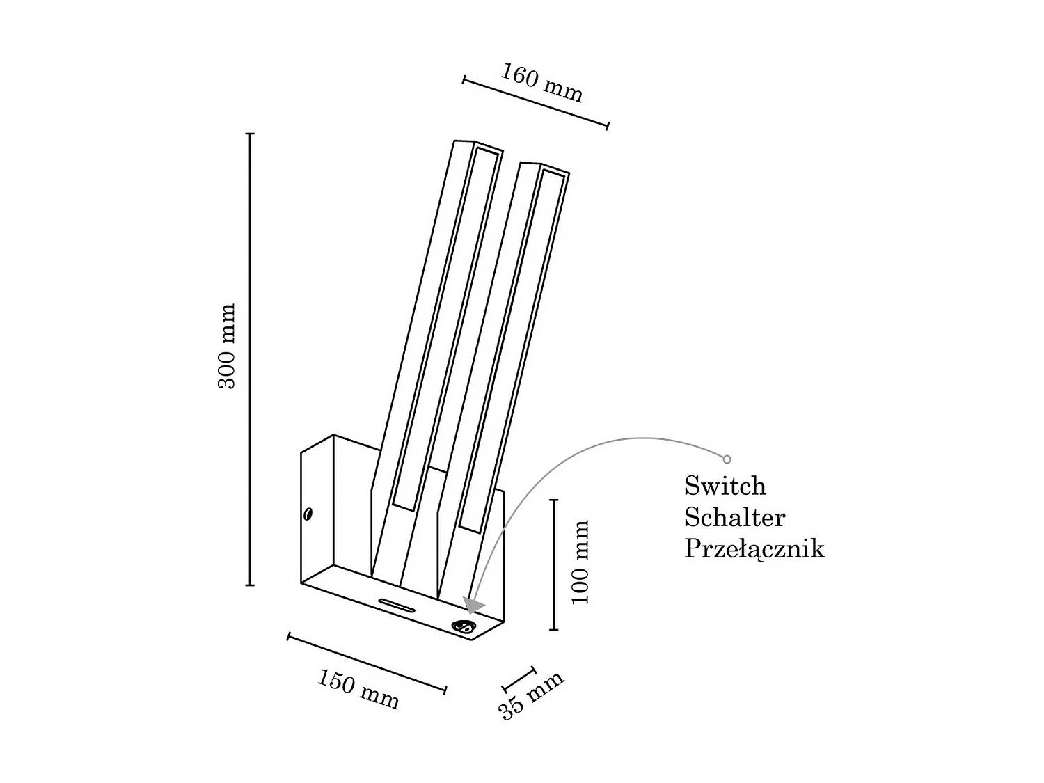 Candeeiro de Parede Guadalupa, Castanho, 15x16x30 cm, EPIKASA