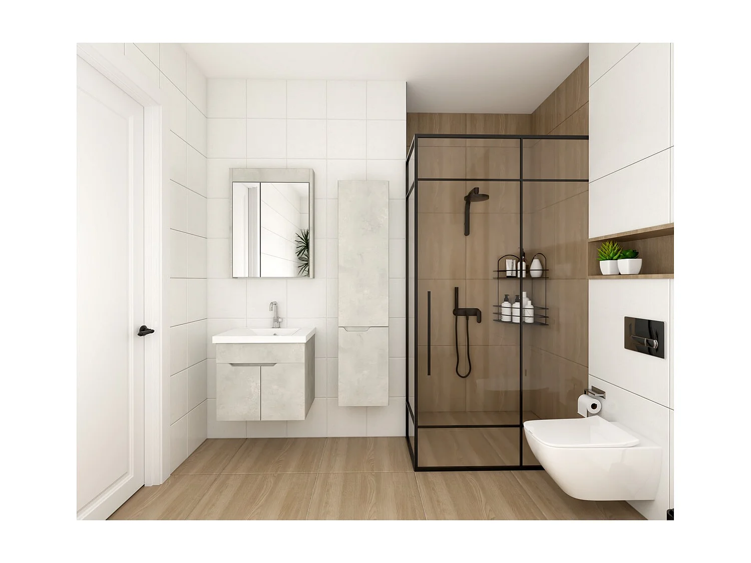 Szafka Łazienkowa Z Lustrem Ecora, Szary, 80x60x16 cm, EPIKASA