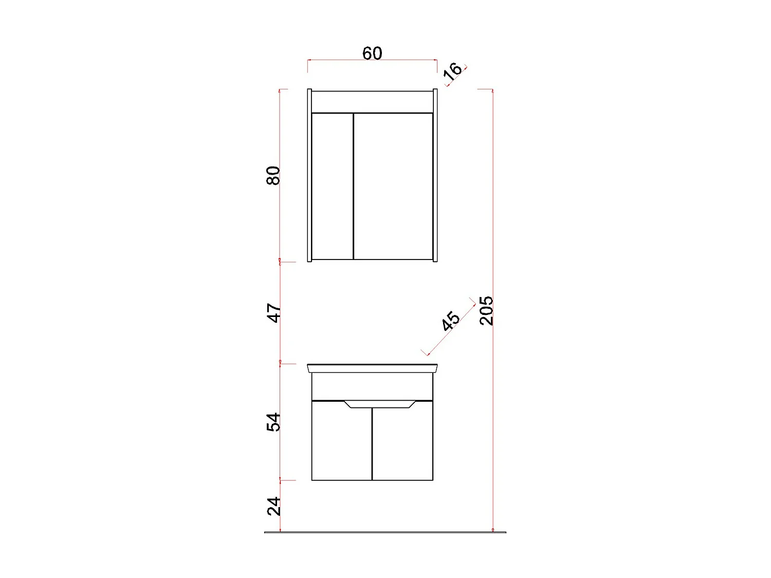 Szafka Łazienkowa Z Lustrem Ecora, Szary, 80x60x16 cm, EPIKASA
