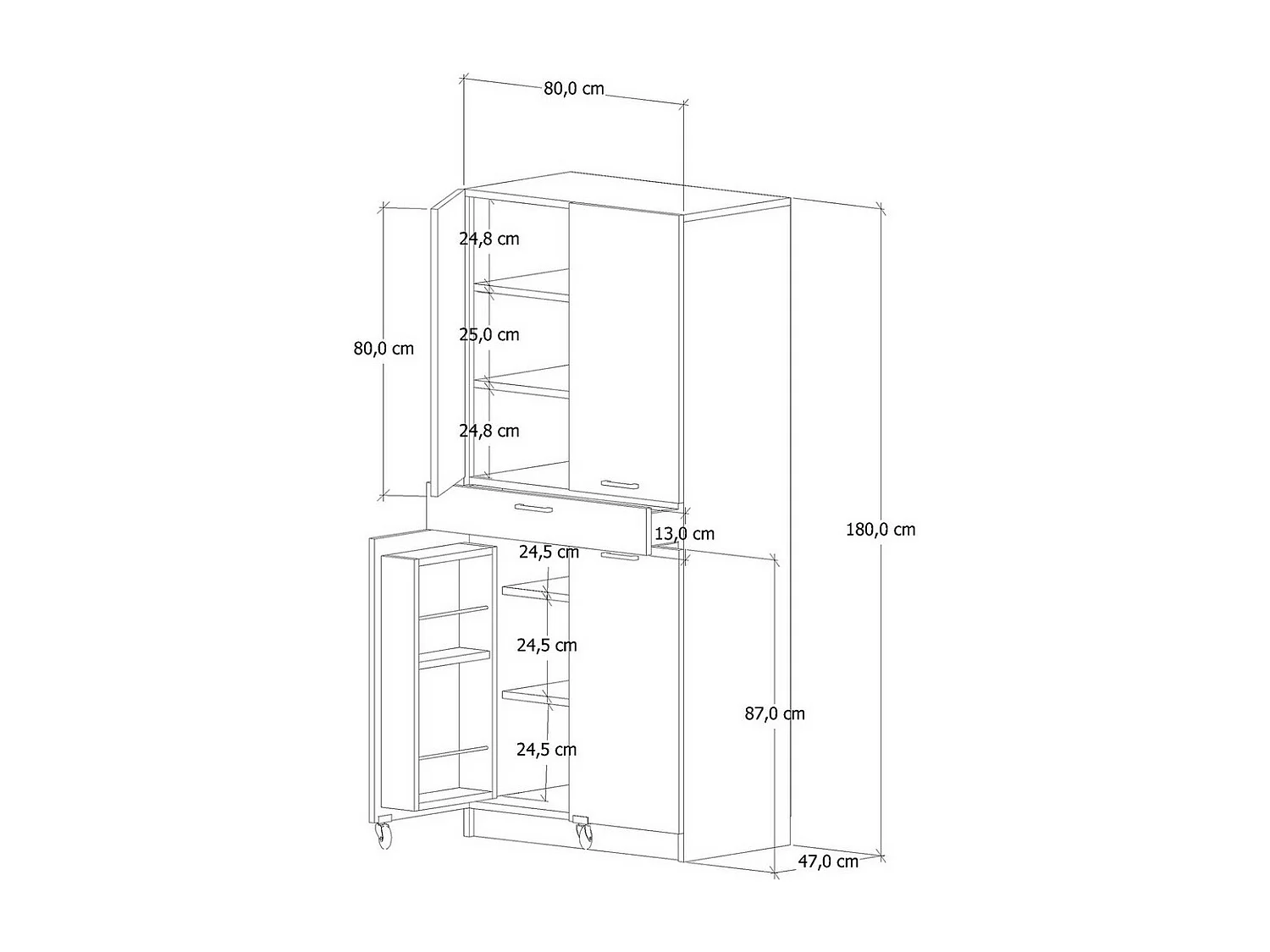 Armoire Sima, Blanc, 80x47x180 cm, EPIKASA