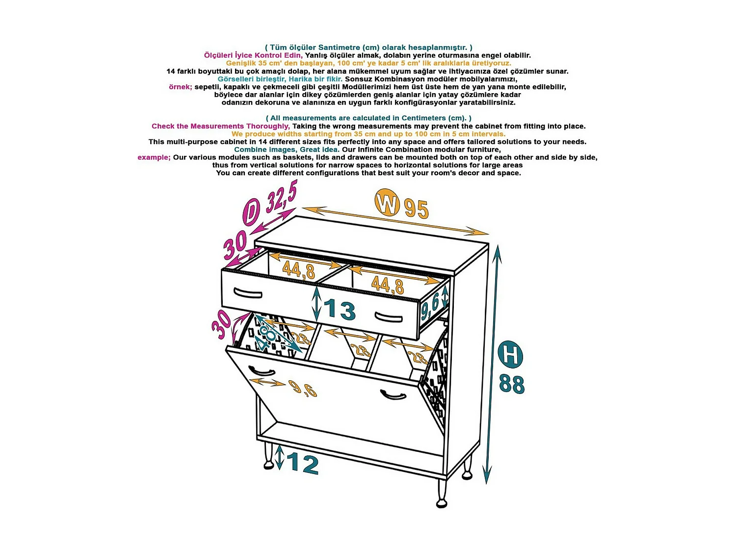 Armário de Lavandaria Aktif, Branco, 100x32,5x88 cm, EPIKASA