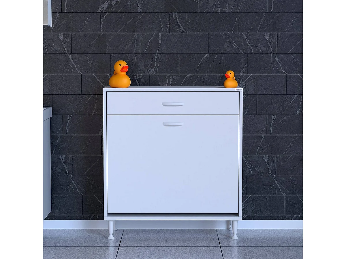 Meuble à Linge Aktif, Blanc, 70x32,5x88 cm, EPIKASA