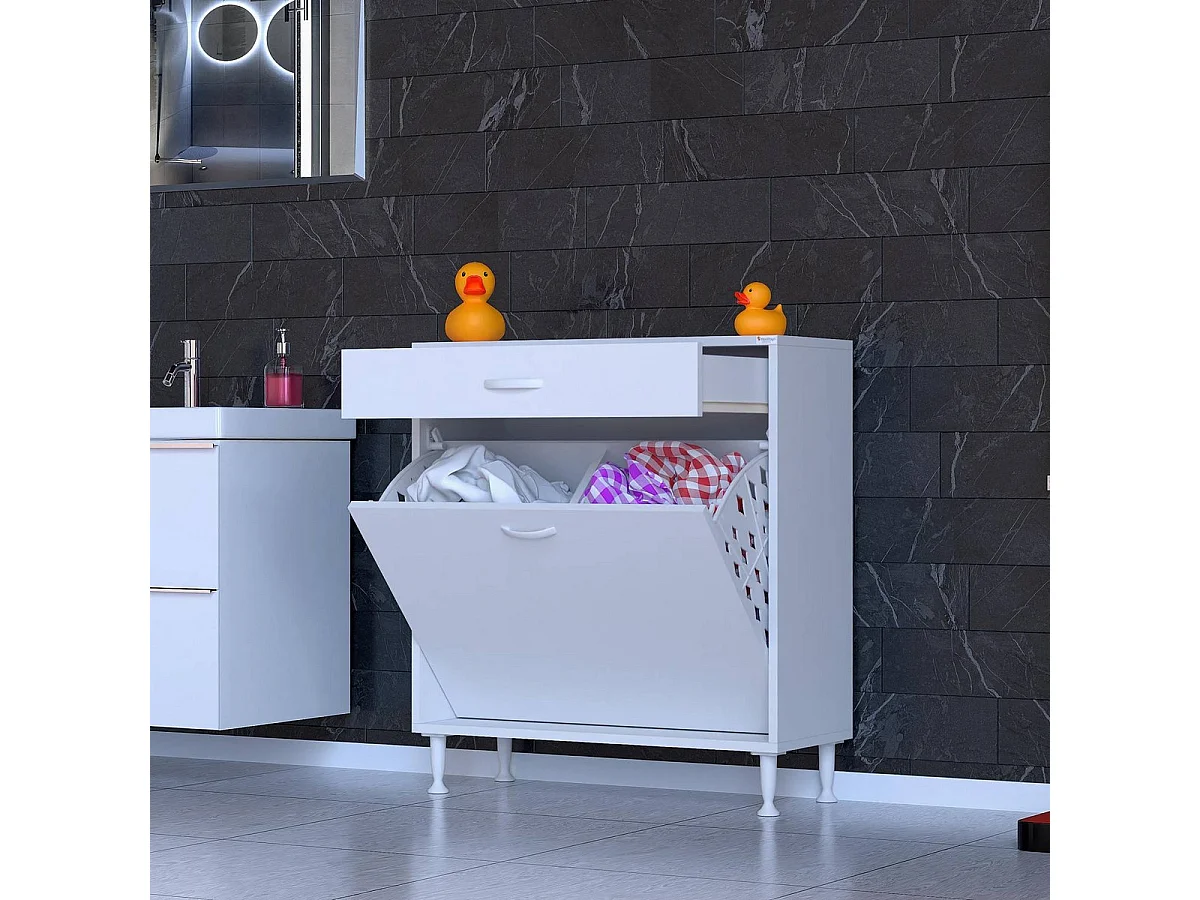 Meuble à Linge Aktif, Blanc, 70x32,5x88 cm, EPIKASA