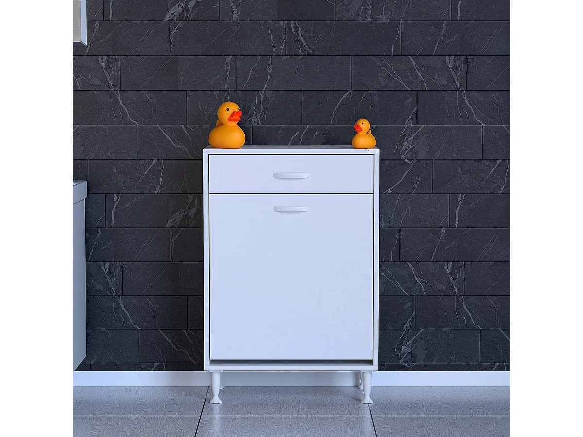 Meuble à Linge Aktif, Blanc, 60x32,5x88 cm, EPIKASA