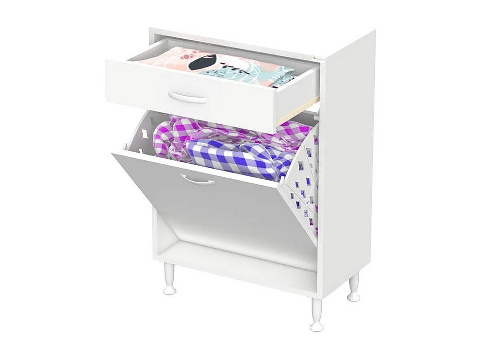 Meuble à Linge Aktif, Blanc, 60x32,5x88 cm, EPIKASA