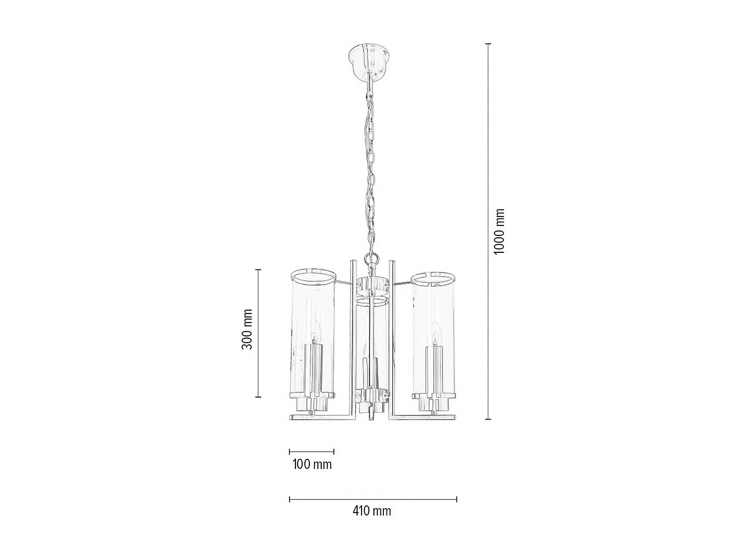 Hanglamp Missisipi, Zilver, 41x41x100 cm, EPIKASA