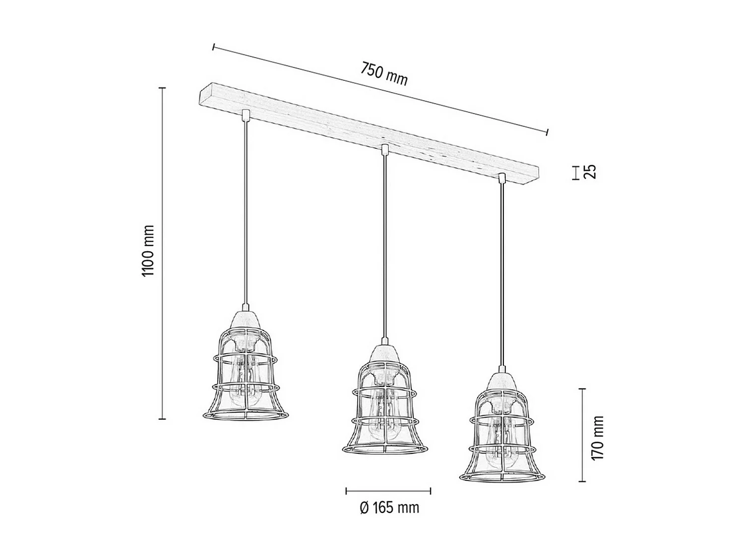 Lampa Wisząca Sabor, Brązowy, 16,5x75x110 cm, EPIKASA