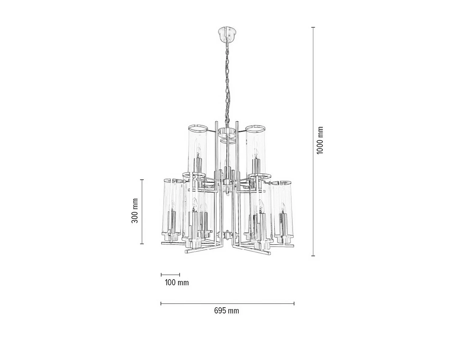 Hanglamp Missisipi, Zilver, 69,5x69,5x100 cm, EPIKASA
