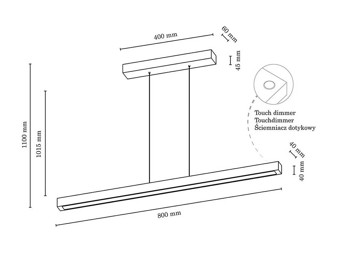 Candeeiro Suspenso Red River, Branco, 80x6x110 cm, EPIKASA