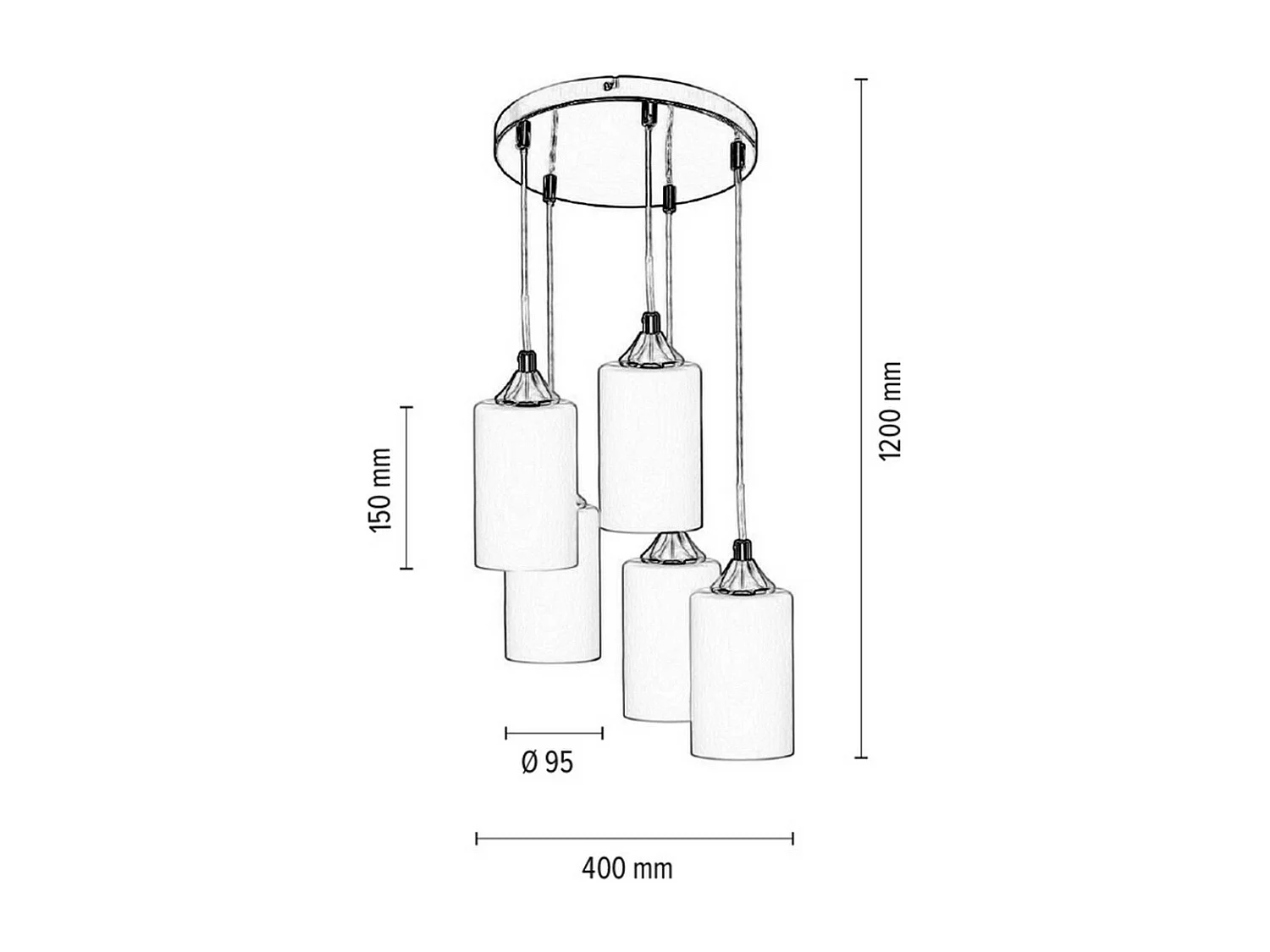 Candeeiro Suspenso Trinity, Branco, 40x40x120 cm, EPIKASA